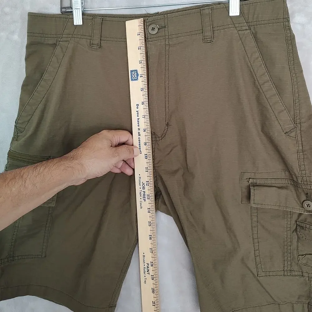 Wear First Men's Stretch Cargo Shorts Size 38 Brown Twill Flat Front Outdoors